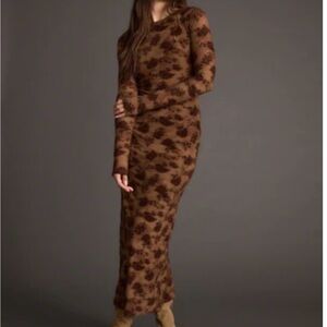 Elegant Brown Floral Dress